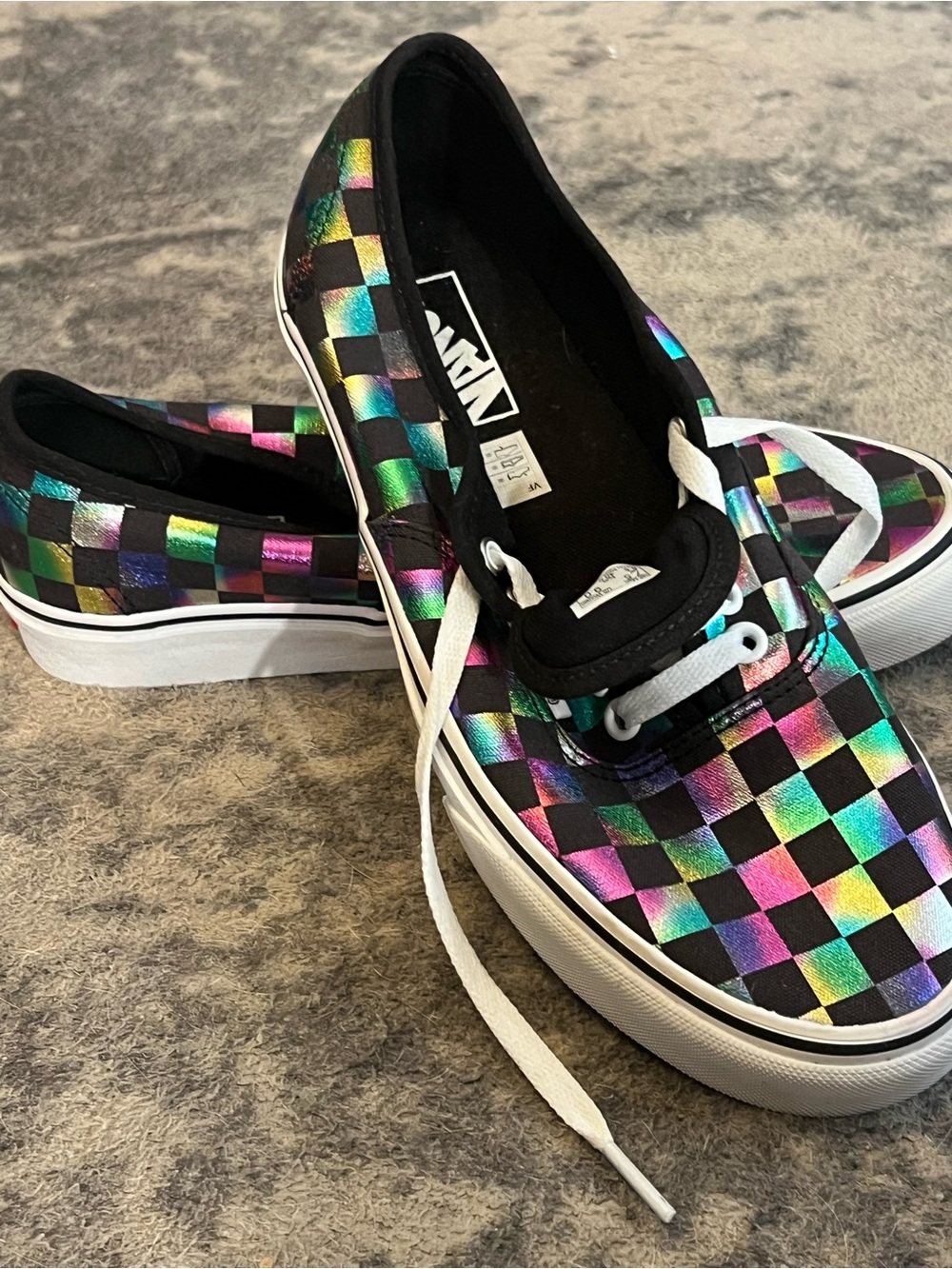 Vans Women’s 9 Checkerboard Iridescent Low-Top Sneakers - Picture 4 of 7